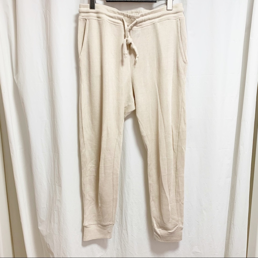 Workhall Cream Drawstring Joggers with Pockets Large